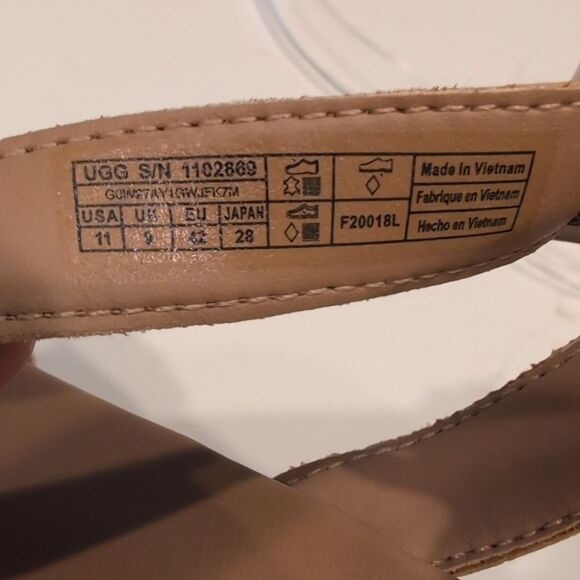 UGG Joslyn Platform Wedge Sandals In Cream & Tan Size 11 - Picture 6 of 9